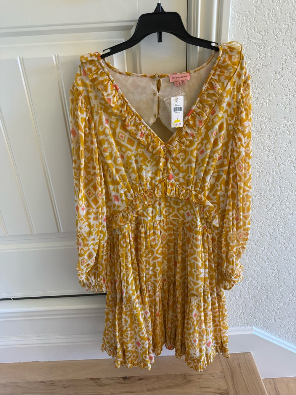 Anthropology Yellow Ruffle V-Neck Dress NWT